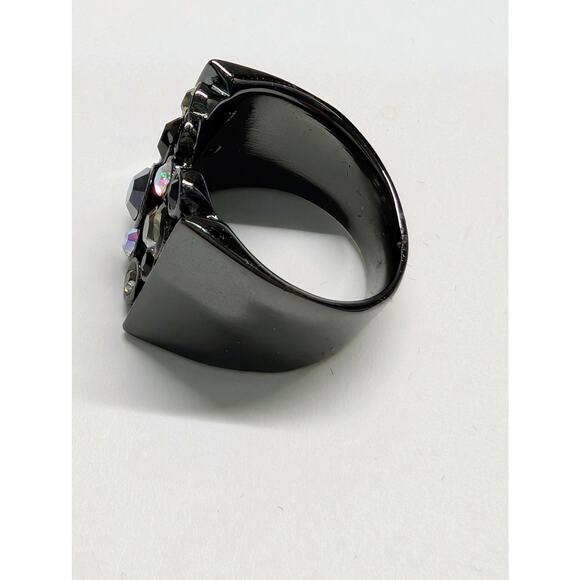Black Crystal Statement Ring Size 8 - Picture 2 of 8